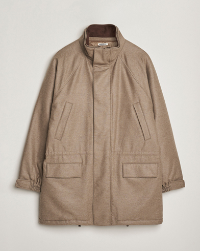Auralee Wool Flannel Down Coat Brown – Beige