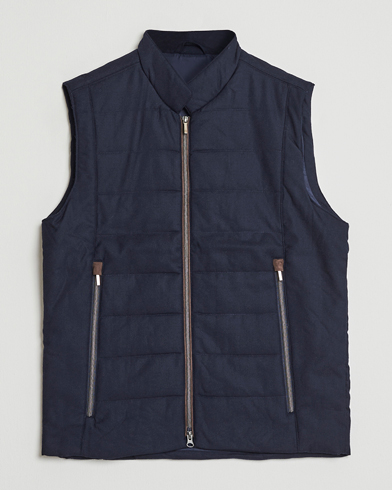 Stenströms Wool Alcantara Detail Light Padded Vest Navy – Sininen