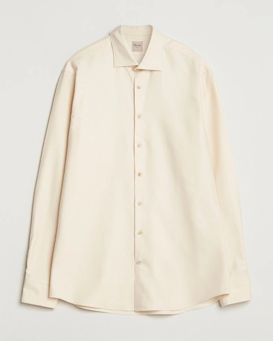 Stenströms Regular Fit Cut Away Flannel Shirt Light Beige – Beige