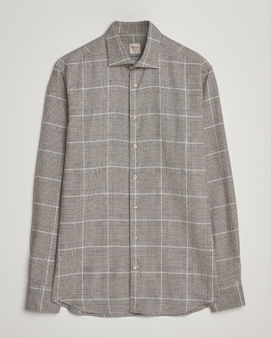 Stenströms Regular Fit Glencheck Flannel Shirt Brown – Ruskea