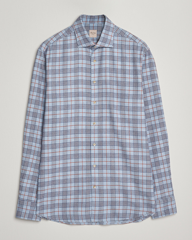 Stenströms Regular Fit Cut Away Check Flannel Shirt Blue – Sininen