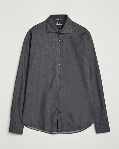 Stenströms Regular Fit Garment Washed Denim Shirt Black – Musta