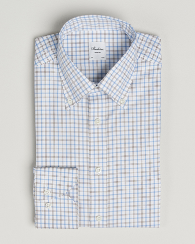 Stenströms Regular Fit Overcheck Button Down Shirt White – Valkoinen