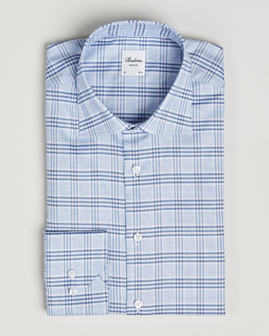 Stenströms Regular Fit Checked Cut Away Shirt Blue – Sininen