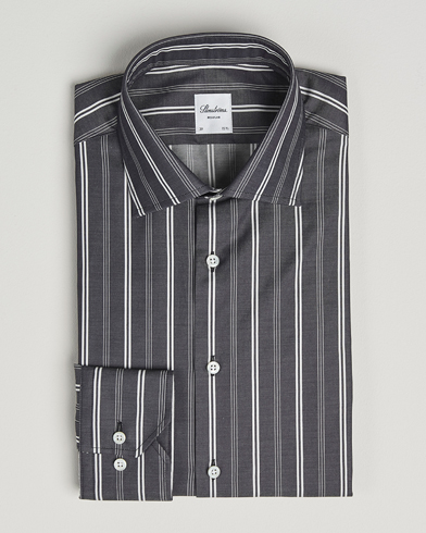 Stenströms Regular Fit Mixed Stripe Twill Shirt White/Black – Harmaa