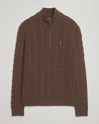 Polo Ralph Lauren Cotton Cable Half Zip Nutmeg Brown Heather – Ruskea