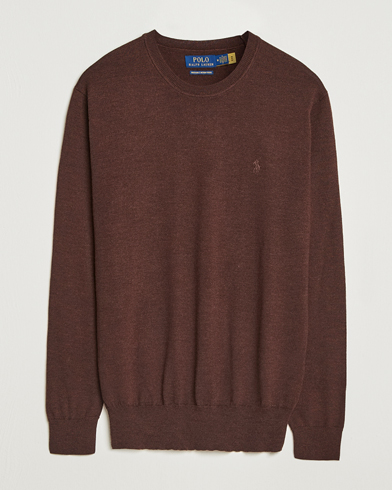 Polo Ralph Lauren Merino Crew Neck Pullover Burnt Brown Melange – Ruskea