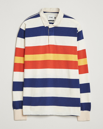 Drake's Striped Flame Rugby Shirt White/Navy/Red – Monivärinen