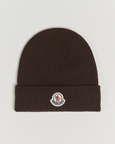 Moncler Rib Wool Beanie Brown – Ruskea