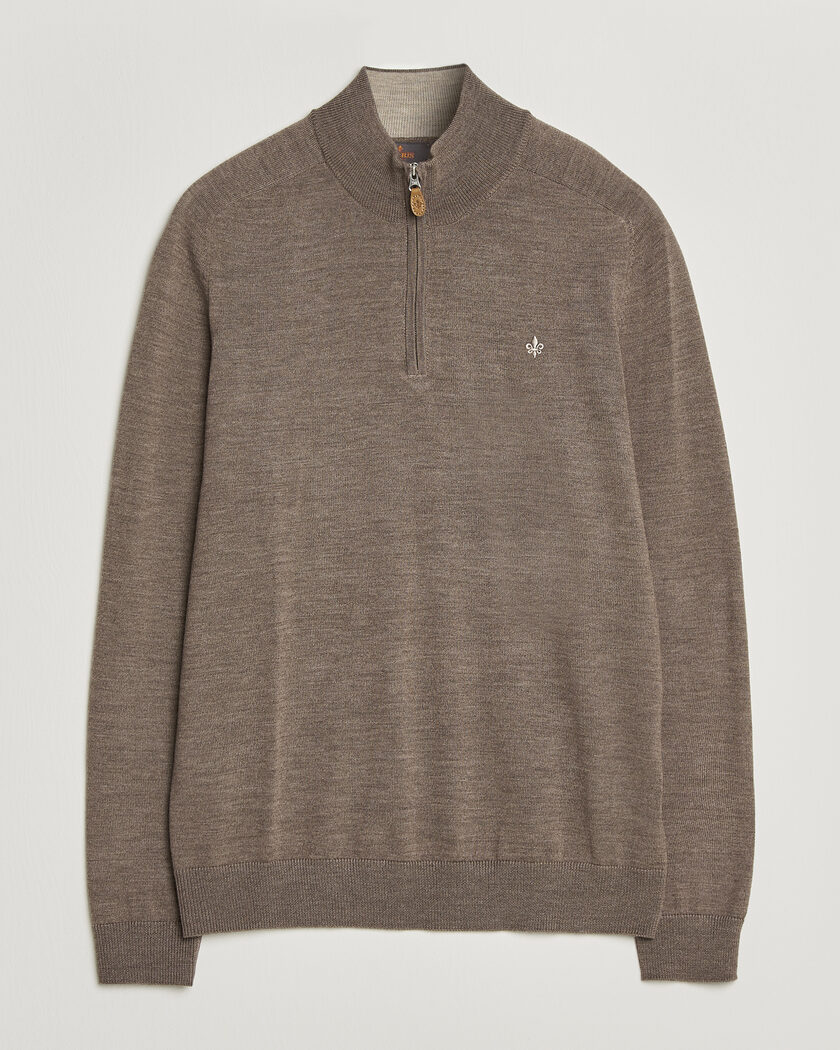 Morris John Merino Half Zip Brown – Ruskea