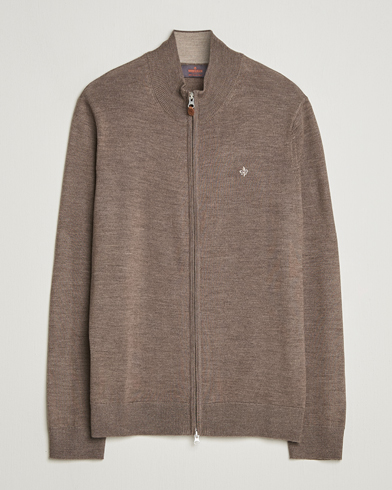 Morris Merino Full Zip Cardigan Brown – Ruskea