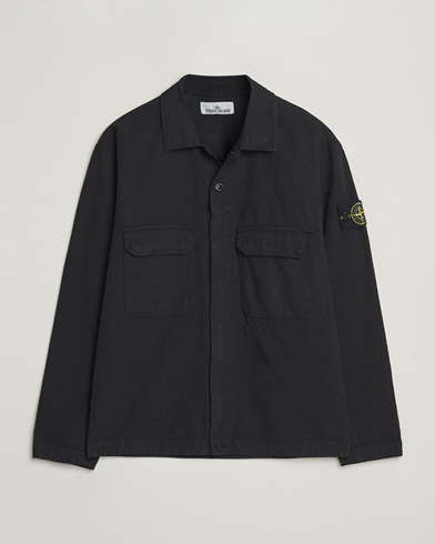 Stone Island Organic Cotton Ripstop Overshirt Black – Musta
