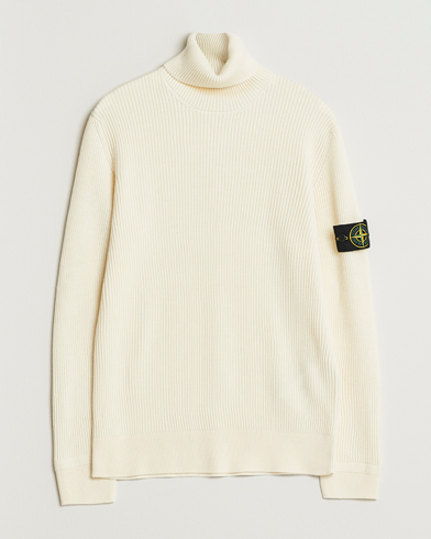Stone Island Full Rib Wool Turtleneck Ivory – Valkoinen