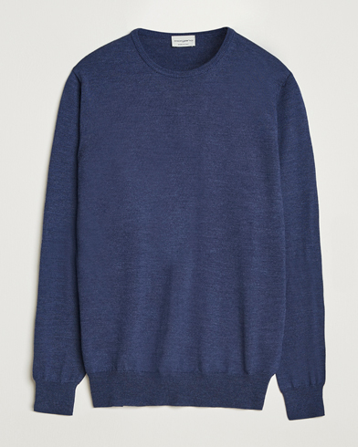 Morgano Extra Fine Merino Wool Crewneck Mid Blue – Sininen