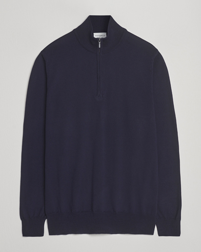 Morgano Extra Fine Merino Wool Half-Zip Navy – Sininen