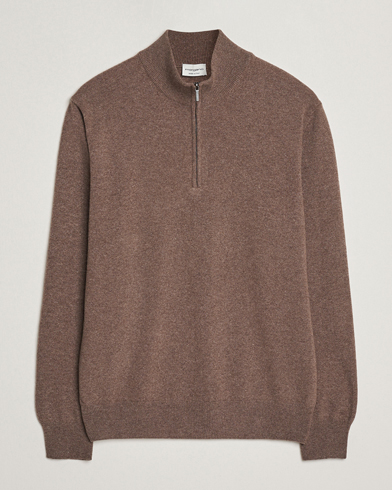 Morgano Wool/Cashmere Half-Zip Brown – Ruskea