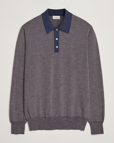 Morgano Striped Merino Polo Blue – Sininen