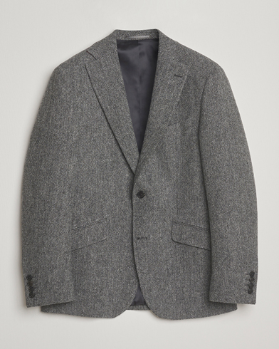 Walker Slater Edward Lambswool Herringbone Blazer Dark Grey – Harmaa