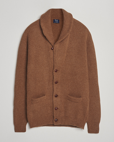 William Lockie Windsor Geelong Lambswool Shawl Cardigan Brown – Ruskea