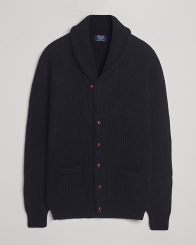 William Lockie Windsor Geelong Lambswool Shawl Cardigan Navy – Sininen