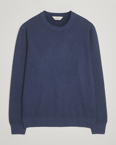 Gran Sasso Wool/Cashmere Washed Crew Neck Navy Melange – Sininen