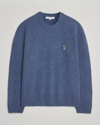Maison Kitsuné Grey Fox Head Lambswool Sweater Powder Blue – Sininen