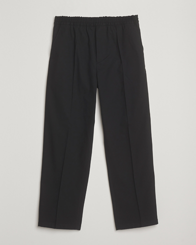 Maison Kitsuné Cotton Twill Pleated Drawstring Trousers Black – Musta