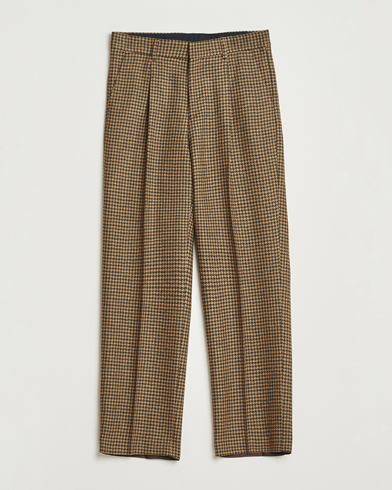 Tiger of Sweden Todne Swedish Wool Dogtooth Trousers Brown Olive – Ruskea