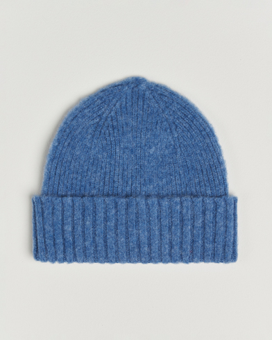 Robert Mackie Rona Ribbed Shaggy Lambswool Beanie Light Blue – Sininen