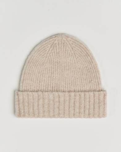 Robert Mackie Rona Ribbed Shaggy Lambswool Beanie White – Valkoinen