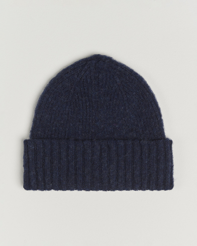 Robert Mackie Rona Ribbed Shaggy Lambswool Beanie Blue – Sininen