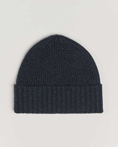 Robert Mackie Kingswell Ribbed Wool/Cashmere Beanie Navy – Sininen