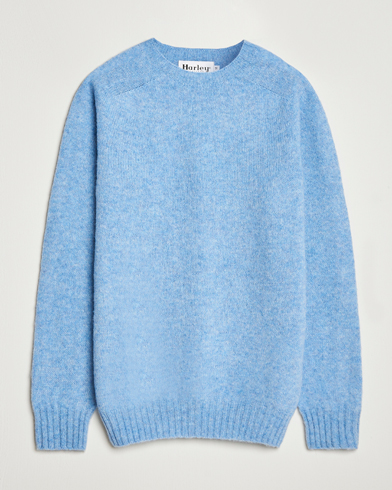 Harley Of Scotland Brushed Supersoft Lambswool Crewneck Glacier – Sininen