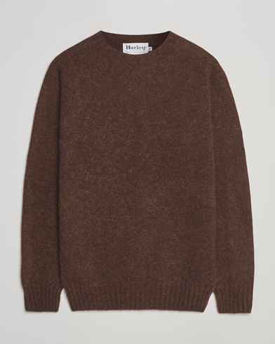 Harley Of Scotland Brushed Supersoft Lambswool Crewneck Marron – Ruskea