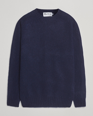 Harley Of Scotland Brushed Supersoft Lambswool Crewneck Navy – Sininen