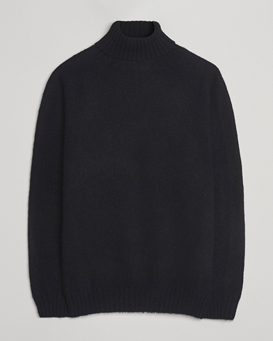 Harley Of Scotland Brushed Supersoft Lambswool Rollneck Black – Musta