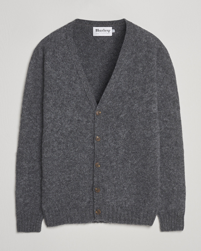 Harley Of Scotland Brushed Supersoft Lambswool Cardigan Basalt – Harmaa