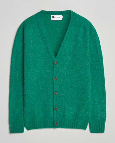 Harley Of Scotland Brushed Supersoft Lambswool Cardigan Evergreen – Vihreä