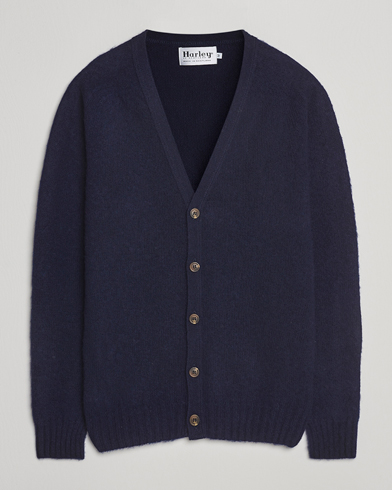 Harley Of Scotland Brushed Supersoft Lambswool Cardigan Navy – Sininen