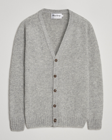 Harley Of Scotland Brushed Supersoft Lambswool Cardigan Silver – Harmaa