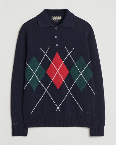 Baracuta Argyle Wool Polo Neck Navy – Sininen