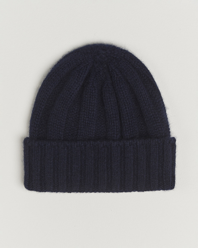 BEAMS PLUS Cashmere Rib Beanie Navy – Sininen