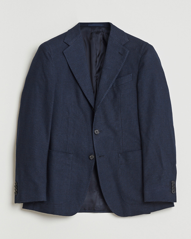 Caruso Aida Brushed Cotton Blazer Navy Check – Sininen