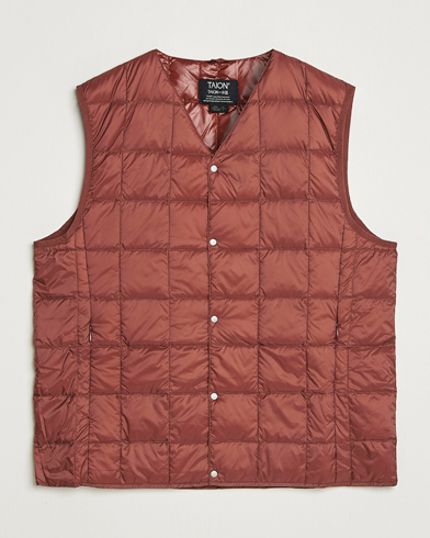 TAION V-Neck Lightweight Down Vest Dark Red – Punainen