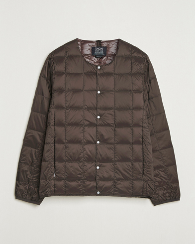 TAION Crew Neck Button Down Jacket Dark Choco – Ruskea