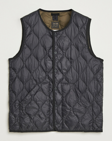 TAION Military Crew Neck Down Vest Black – Musta