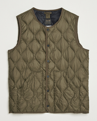 TAION Military Crew Neck Down Vest Dark Olive – Vihreä