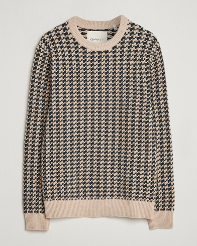 Gant Two Tone Textured Knitted Crew Neck Charcoal – Harmaa