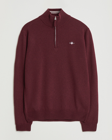 Gant Superfine Lambswool Half Zip Bordeaux Melange – Punainen