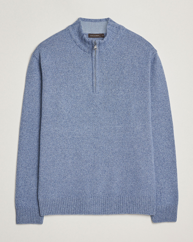 Oscar Jacobson Paul Wool/Cashmere Half-Zip Light Blue – Sininen